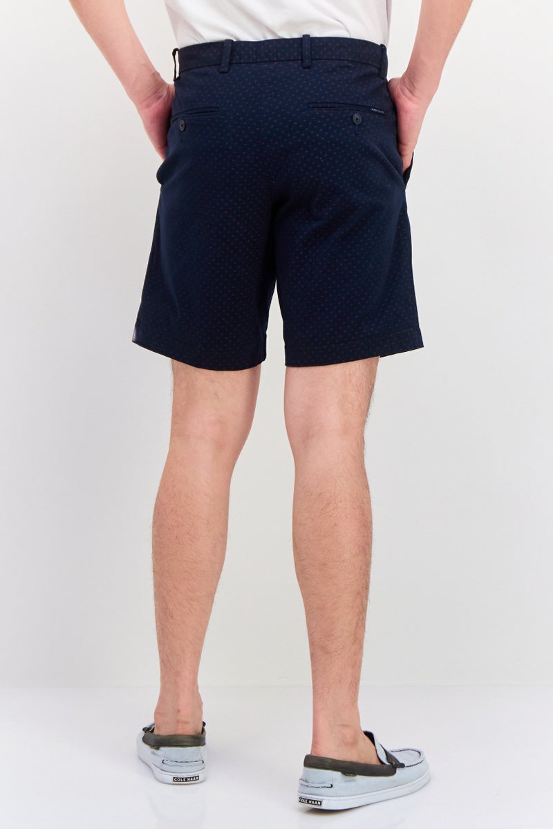 PERRY ELLIS Men Allover Print Chino Shorts, Navy - Image 3