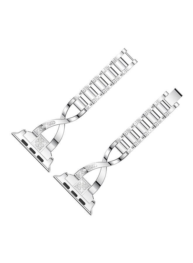 ISank Replacement Bling Strap X-Link For Apple Watch Nike+/Series 1/2/3/Sport 38mm Silver - Image 2