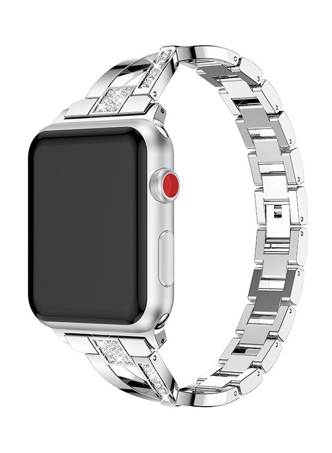 ISank Replacement Bling Strap X-Link For Apple Watch Nike+/Series 1/2/3/Sport 38mm Silver - Image 5