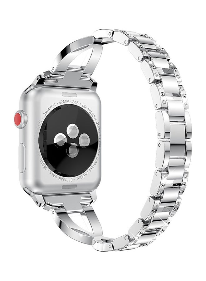 ISank Replacement Bling Strap X-Link For Apple Watch Nike+/Series 1/2/3/Sport 38mm Silver - Image 4