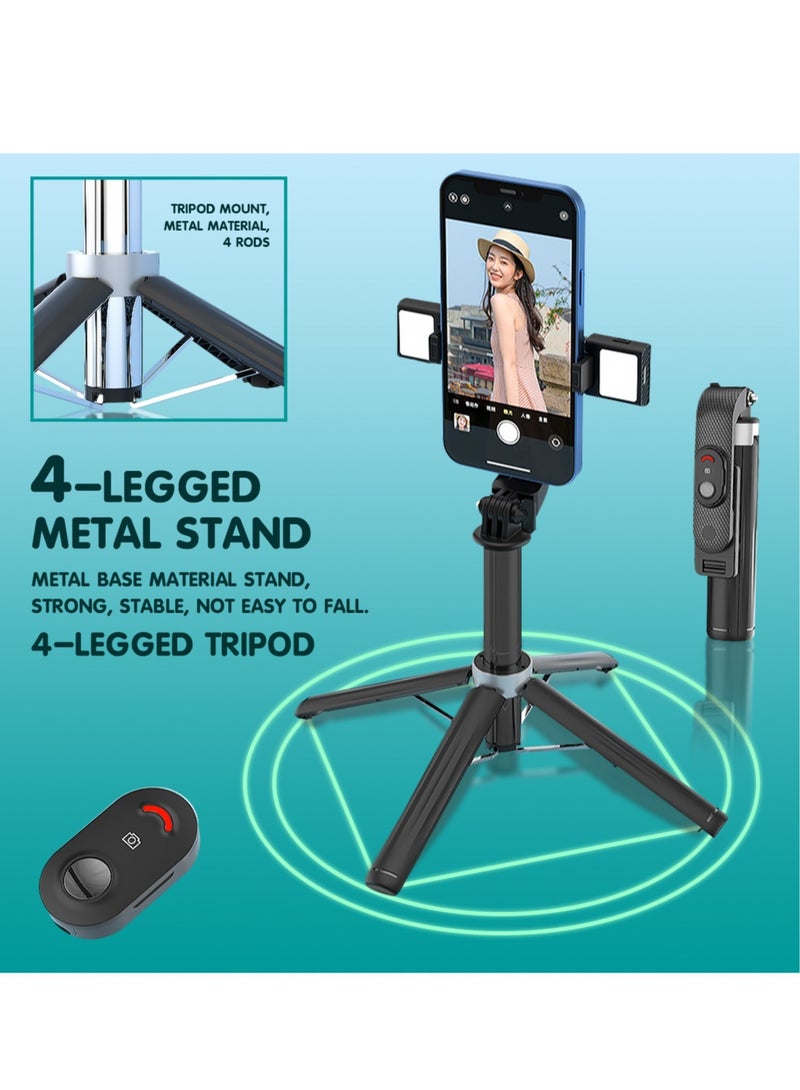 Tripod Wireless Selfie Stick, Retractable Selfie Stick Tripod, Bluetooth Controllable, Suitable for Friends and Family Outings - Image 3