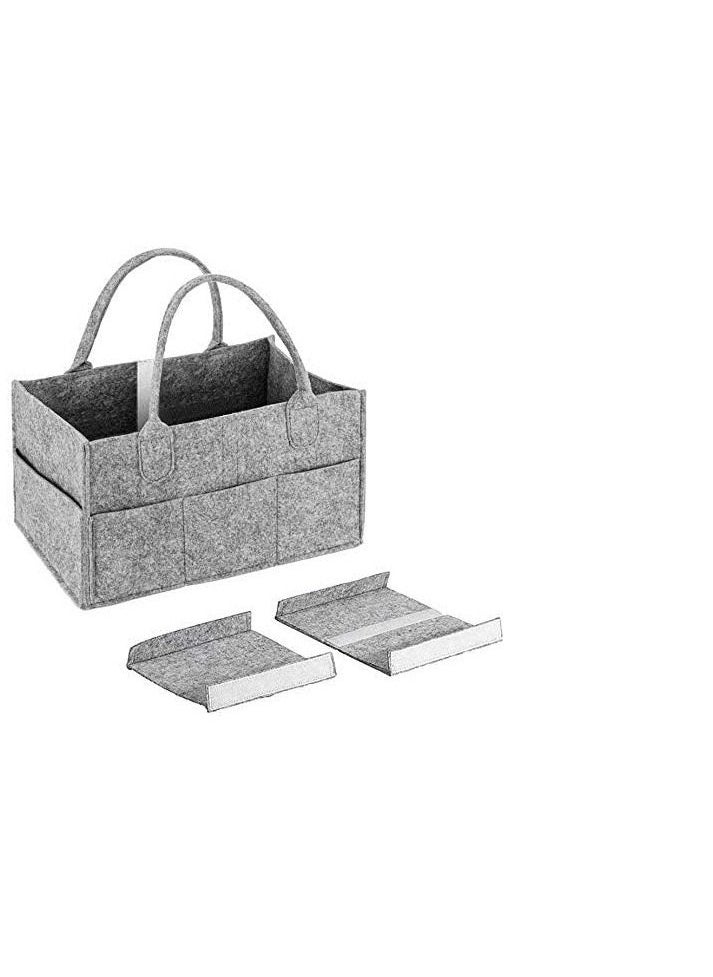 BLOOMING TIME Baby Diaper Caddy Organizer Basket Portable Storage Bin Large Nursery Bag, Newborn, Grey  - Image 2