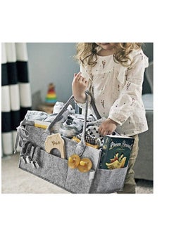 BLOOMING TIME Baby Diaper Caddy Organizer Basket Portable Storage Bin Large Nursery Bag, Newborn, Grey  - Image 4