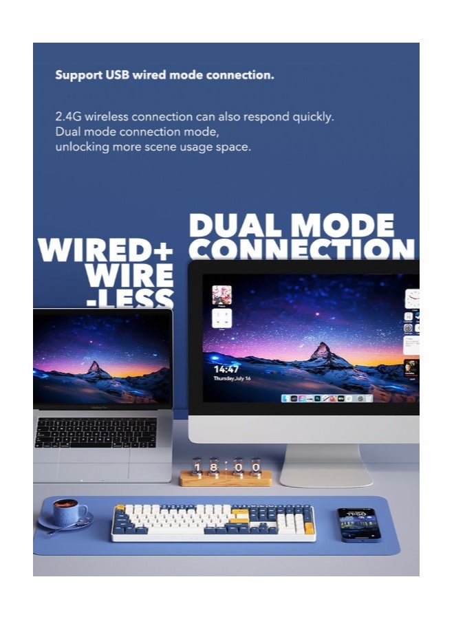 Darkflash GD108 Wireless Mechanical Gaming Keyboard, 110 Keys Layout, All Anti-Ghosting Keys, Supports Hot Swappable, PBT Dual Colour Keycaps, 1200mAH Battery, Gaming Keyboard - Image 2