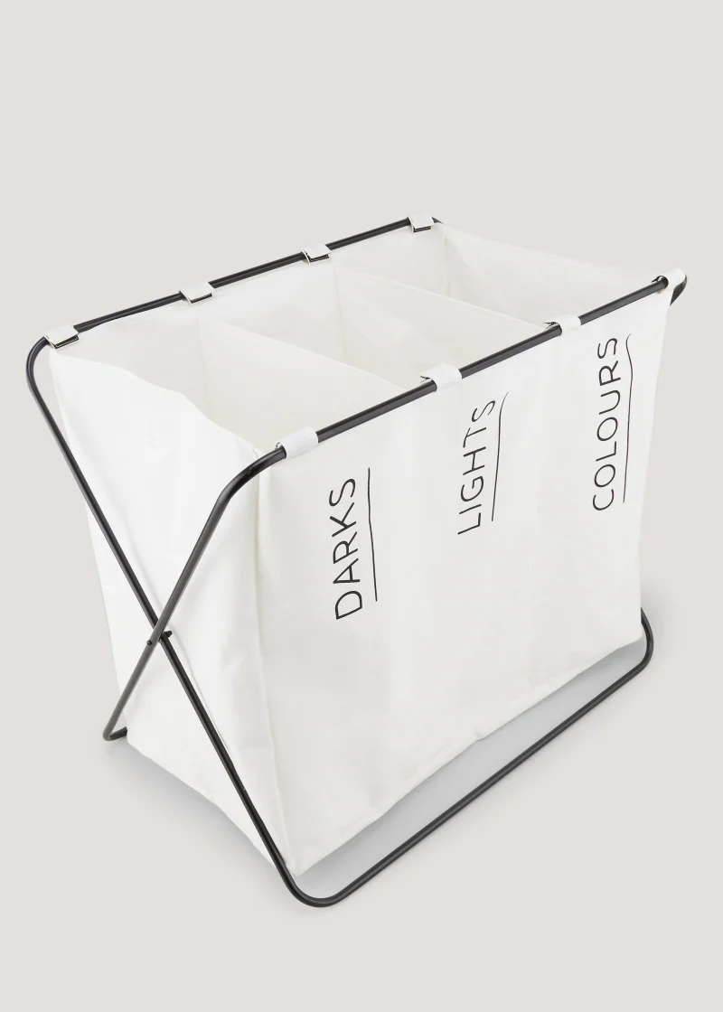 Matalan White 3 Section Wire Laundry Basket