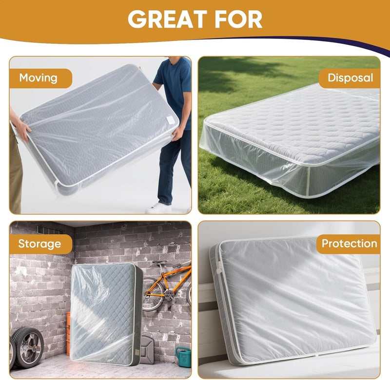 CHUPER Queen Mattress Bags for Moving and Disposal – Waterproof Queen Mattress Plastic Cover for Moving - Image 5