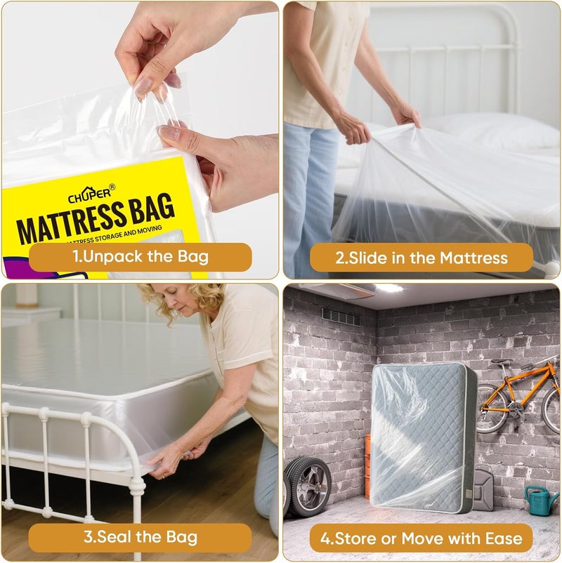CHUPER Queen Mattress Bags for Moving and Disposal – Waterproof Queen Mattress Plastic Cover for Moving - Image 4