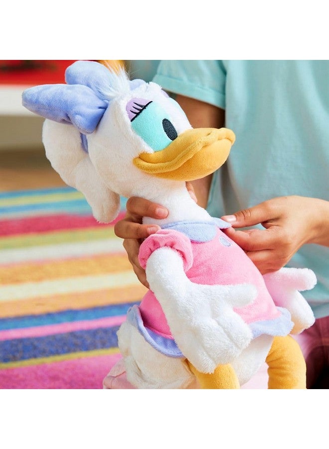 Disney store دميّة ديزي داك متوسطة الحجم من متجر ديزني الرسمي للأطفال، شخصية محبوبة بقوام ناعم وتفاصيل مطرزة بفستان وردي وبنفسجي، دمية ديزني مناسبة لجميع الأعمار. - Image 4