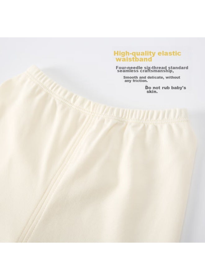 Shu Beiyi Shubeyi Children's Pajamas, Pure Cotton Baby Underwear Set, New Spring Style, Home Wear, Infant Clothes, Autumn Clothes And Pants, Yellow, 90cm - Image 2