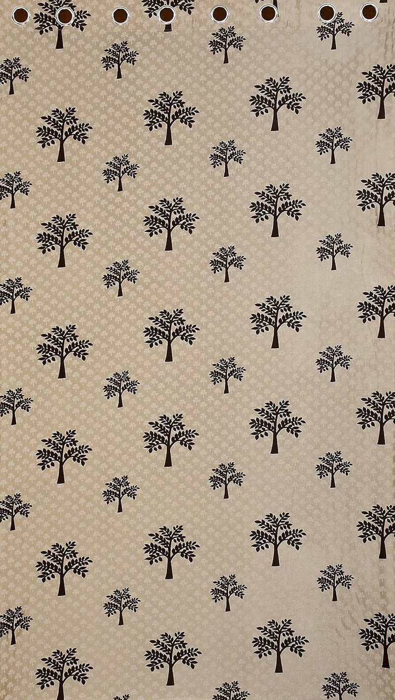Yarnis Yarnis Polyester Printed Tree Eyelet Curtains for Living Room Bedroom Home Decor I Set of 4 I Coffee 4 X 8 Feet - Image 3