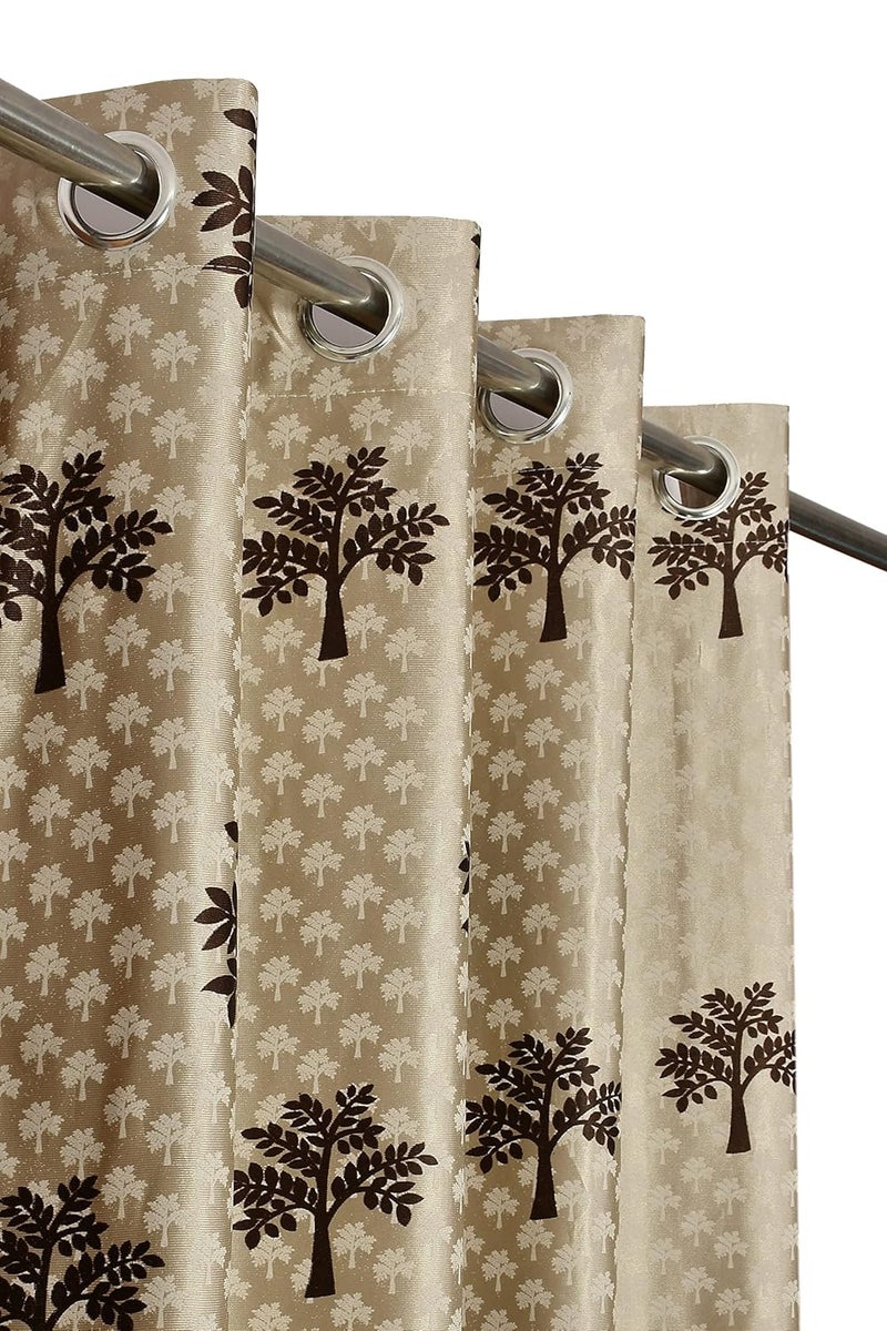 Yarnis Yarnis Polyester Printed Tree Eyelet Curtains for Living Room Bedroom Home Decor I Set of 4 I Coffee 4 X 8 Feet - Image 2