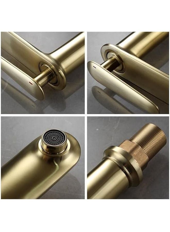 Black Brushed Gold Basin Faucet Bathroom Mixer Tap Hot and Cold Water Sink Faucet - Image 5