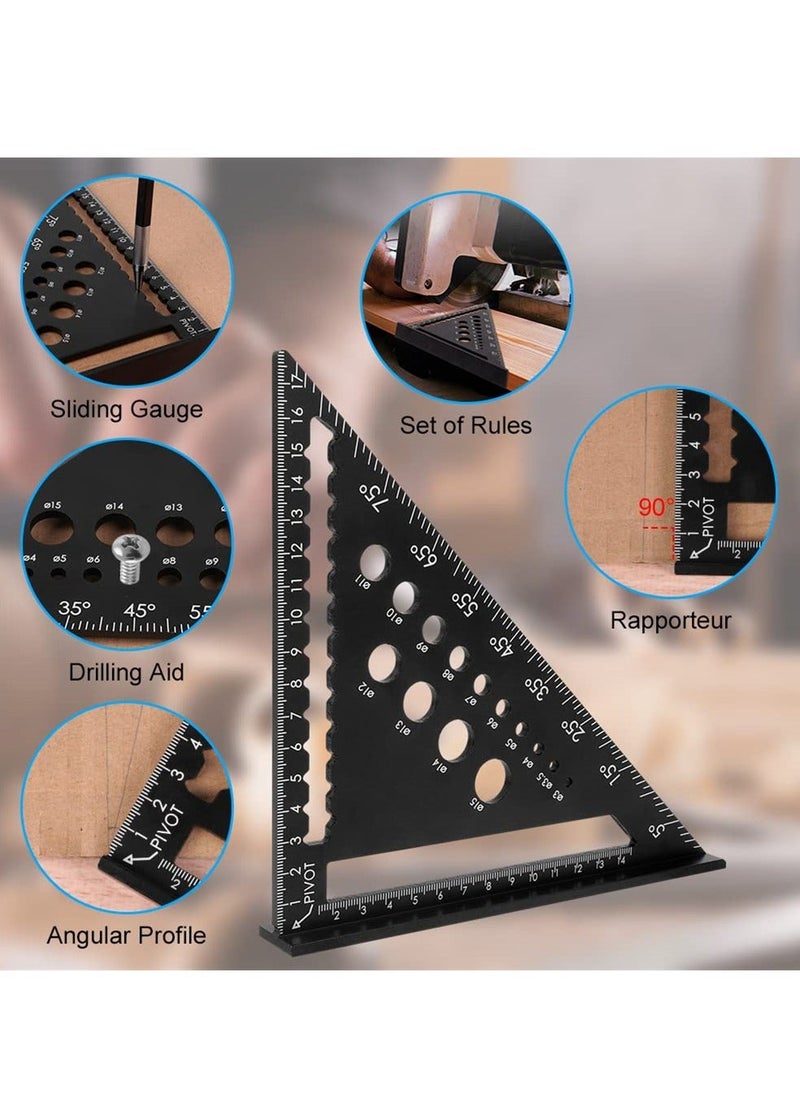 Generic Triangle Ruler, High Precision Aluminum Alloy Triangle Ruler, Triangle Ruler Protractor, Aluminum Carpenters Roofing Square, Metric Woodwork Square, Layout Measuring Tool for Carpenter  - Image 4