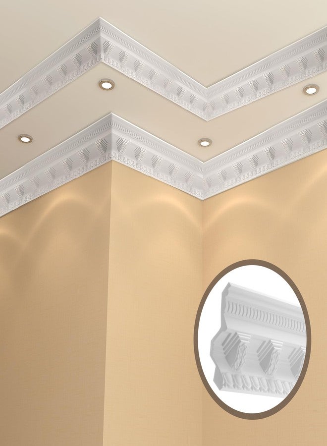 Marsui 4 Pcs Ceiling Crown Molding Trim 4-1/2 Inch Face x 94.5 in Long Total Decorative Ceiling Crown Moulding Trim Installed with Glue (Not Included) Luxe Style Decor(Stylish Style) - Image 2