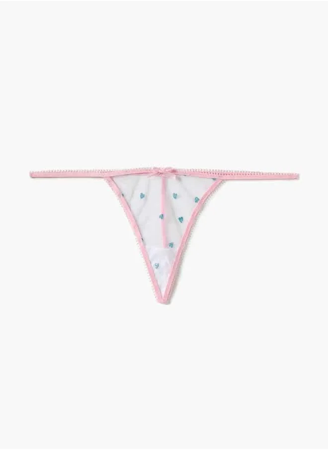FAV Heart Embroidered Padded Babydoll with Thongs
