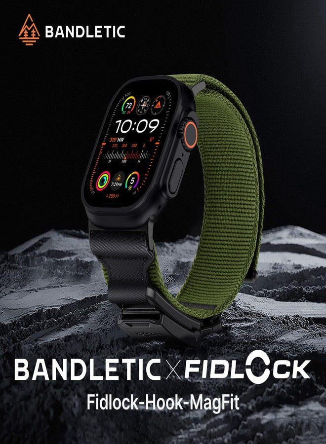 Bandletic سوار Bandletic متوافق مع ساعة Apple Watch Ultra 2 للرجال، سوار رياضي ناعم ومرن من النايلون المضفر مع مشبك مغناطيسي Fidlock لساعات iWatch Ultra مقاس 49 مم، وسلسلة 11/10 مقاس 46 مم، وسلسلة 9/8/7 مقاس 45 مم، وسلسلة SE/6/5/4 مقاس 44 مم - Image 2