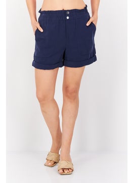 INC Women Regular Fit High Rise Basic Shorts, Blue  - Image 1