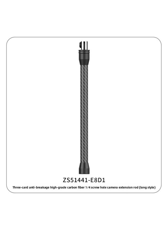 Generic Aluminum Alloy Carbon Fiber Extension Rod 1/4 Double-head Fixed Bracket Sports Camera Mobile Phone Extended Photography Adapter-Color:Black-screw Hole Three Chuck Long Style  - Image 1