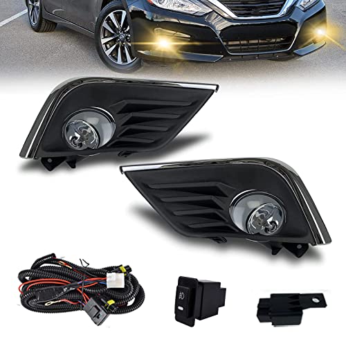 BOXLIGHT Fog Lights With Chrome Replacement for 2016 2017 2018 Nissan Altima 4-Door Sedan, 1 Pair Front Bumper Fog Lamps with Switch, Harness and Wiring Set (Clear Lens) - Image 1