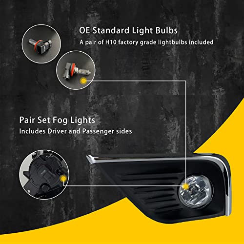 BOXLIGHT Fog Lights With Chrome Replacement for 2016 2017 2018 Nissan Altima 4-Door Sedan, 1 Pair Front Bumper Fog Lamps with Switch, Harness and Wiring Set (Clear Lens) - Image 4