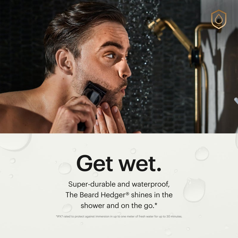 MANSCAPEDÂ® The Beard HedgerÂ® Premium Men's Beard Trimmer, 20 Length Adjustable Blade Wheel, Stainless Steel T-Blade for Precision Facial Hair Trimming, Cordless Waterproof Wet/Dry Clipper - Image 3