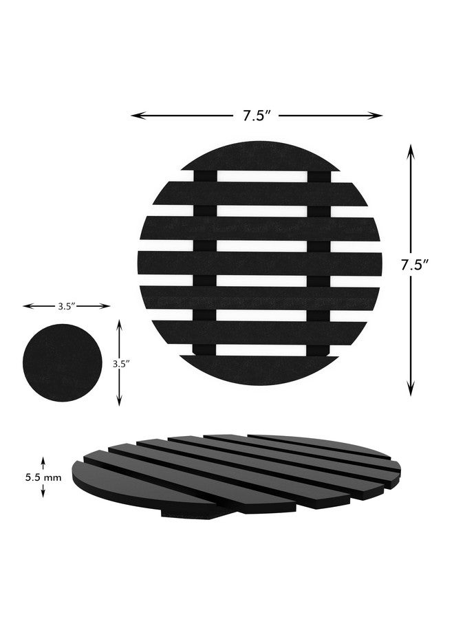 PICRAZEE حصائر طاولة بيكرازي الخشبية غير القابلة للانزلاق، حامل وعاء، حصيرة للأطباق للمطبخ والطهي وتناول الطعام (3 حوامل دائرية و6 قواعد دائرية) - Image 3