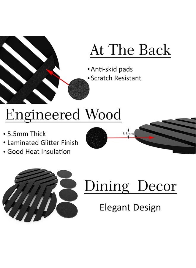 PICRAZEE حصائر طاولة بيكرازي الخشبية غير القابلة للانزلاق، حامل وعاء، حصيرة للأطباق للمطبخ والطهي وتناول الطعام (3 حوامل دائرية و6 قواعد دائرية) - Image 4