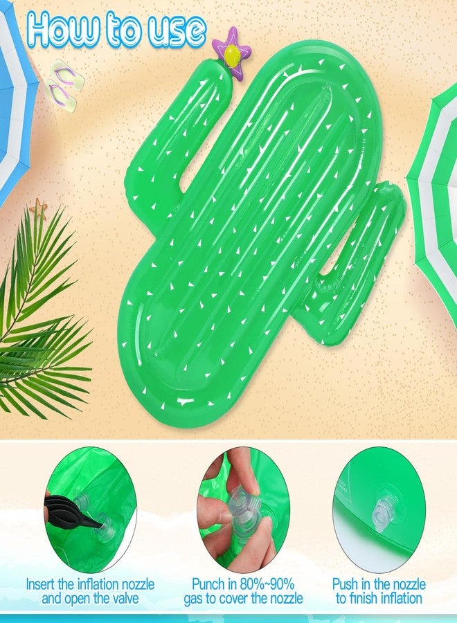 Rotatingpals Giant Cactus Pool Floats 65 x 50 x 6.3 in Inflatable Jumbo Cactus Water Floats for Adults Large Pool Swimming Raft Green Lounge for Summer Beach Party - Image 3