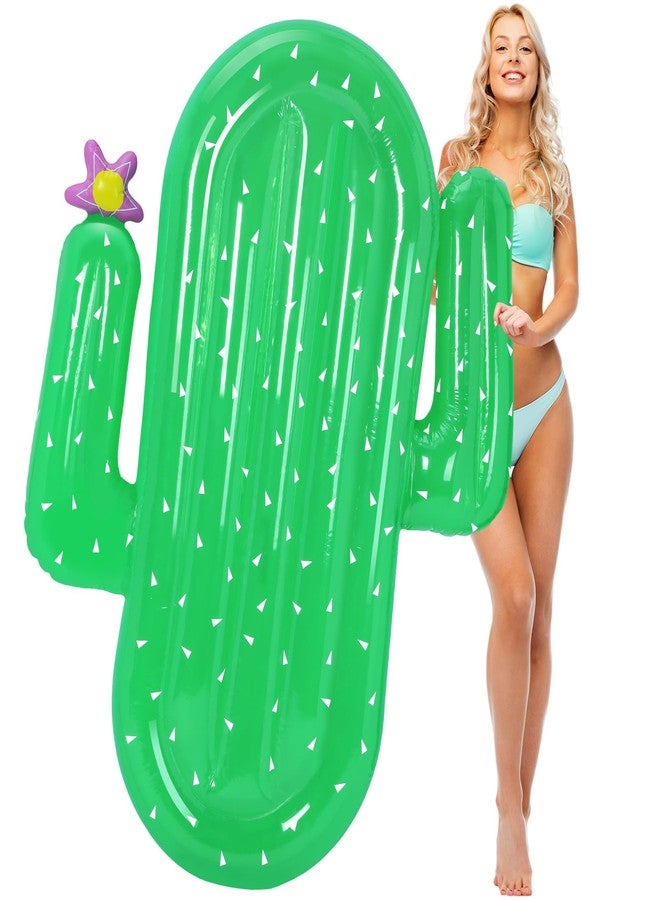 Rotatingpals Giant Cactus Pool Floats 65 x 50 x 6.3 in Inflatable Jumbo Cactus Water Floats for Adults Large Pool Swimming Raft Green Lounge for Summer Beach Party - Image 1