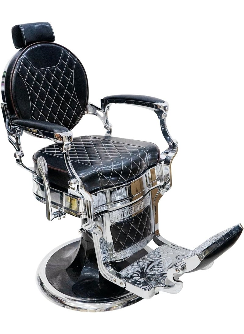 Meishida Vintage Barber Chair for Professional Barbershops and Salons - Heavy Duty Metal Frame, Large Hydraulic Pump, Swivel & Reclining Design  - Image 1