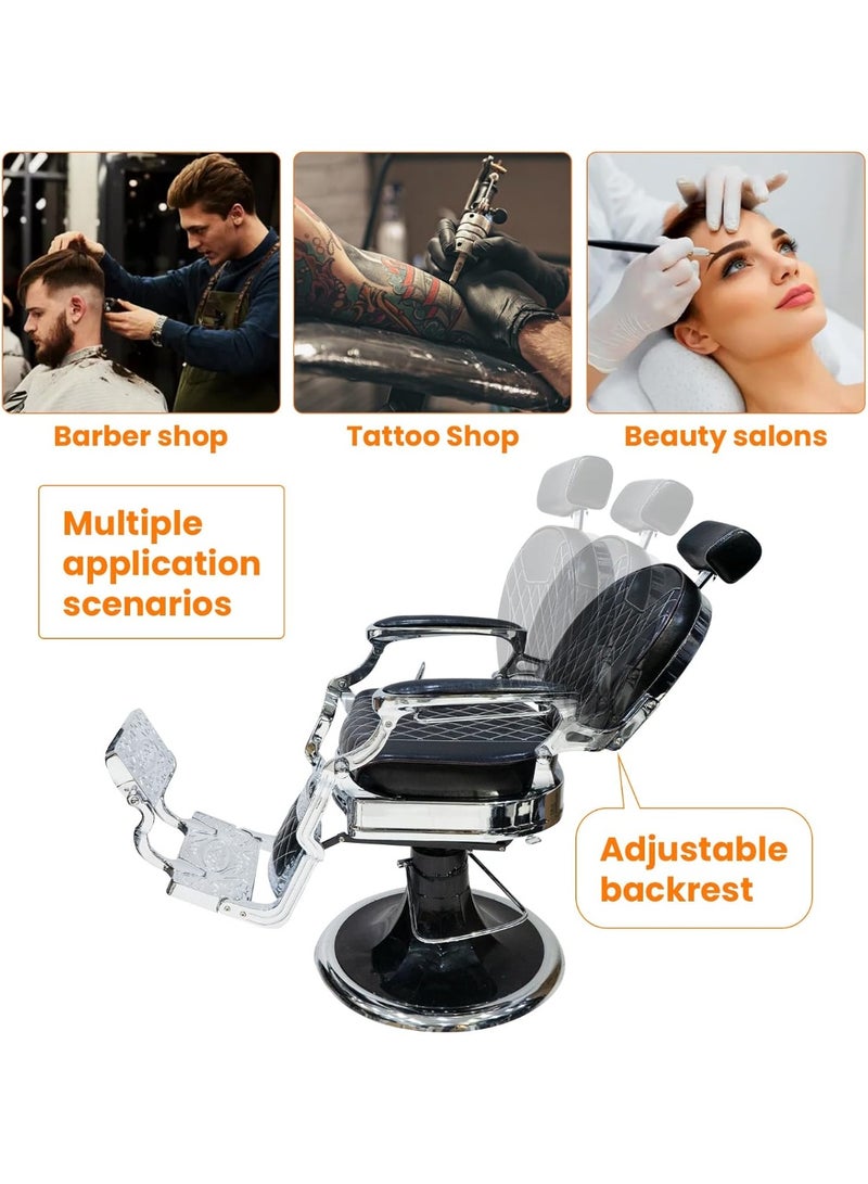 Meishida Vintage Barber Chair for Professional Barbershops and Salons - Heavy Duty Metal Frame, Large Hydraulic Pump, Swivel & Reclining Design  - Image 2