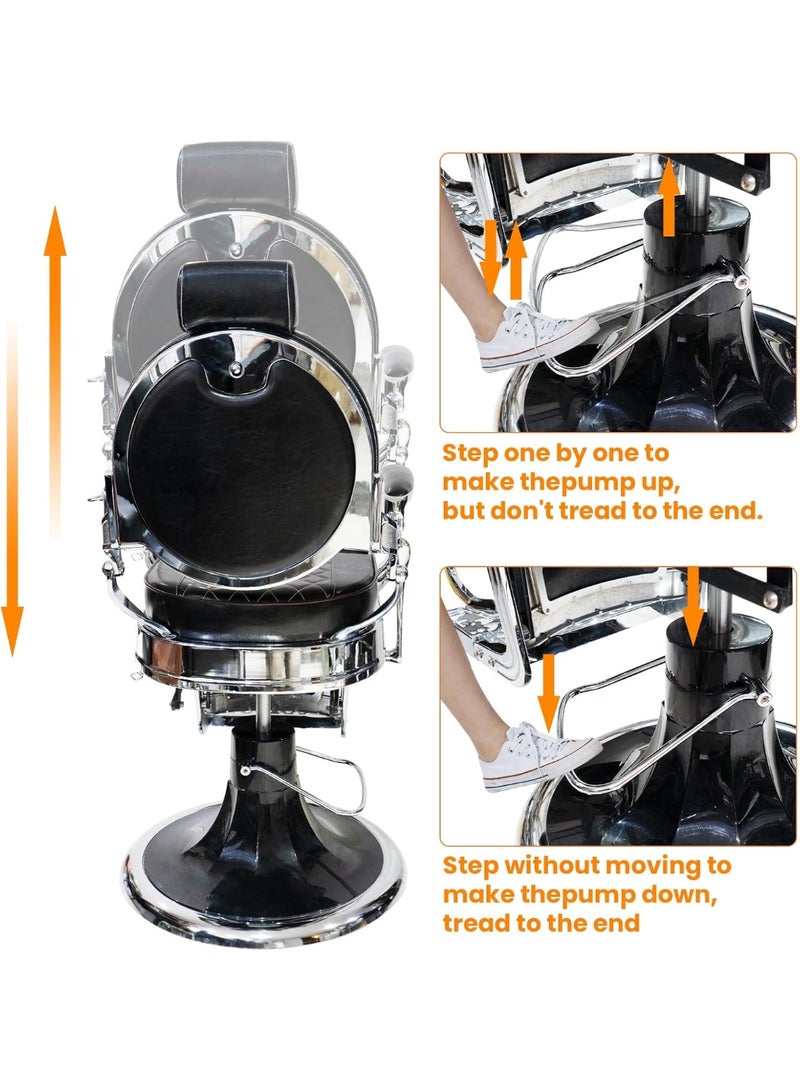 Meishida Vintage Barber Chair for Professional Barbershops and Salons - Heavy Duty Metal Frame, Large Hydraulic Pump, Swivel & Reclining Design  - Image 4