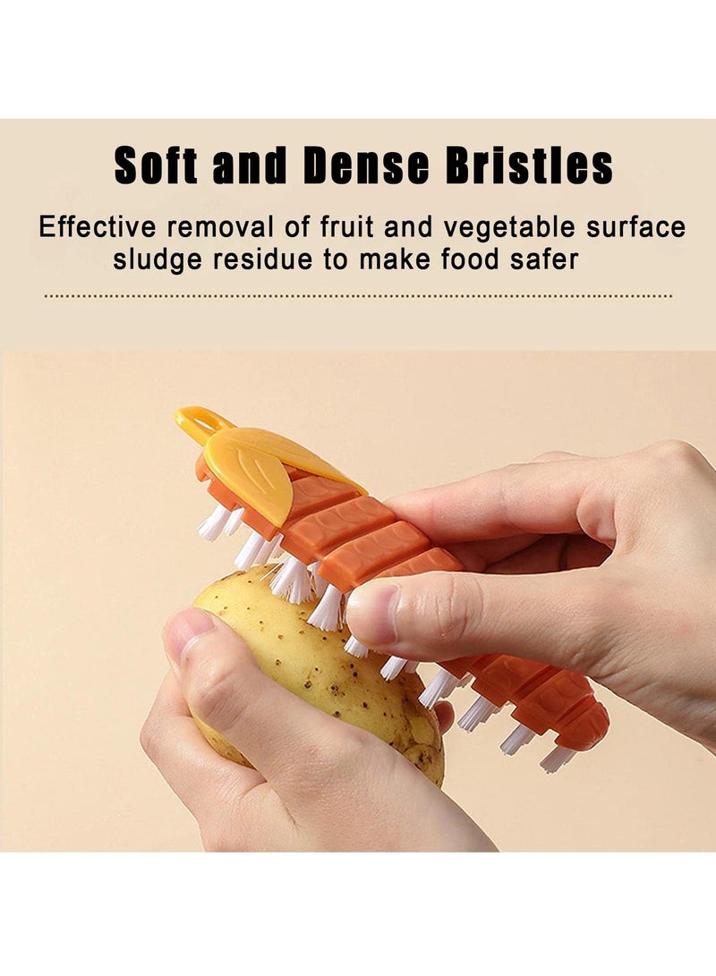 Excefore 4 Pcs Vegetable Brush, Bendable Fruit Veggie Scrubber, Silicone Cleaning Brush for Corn Potato and Carrots, Non Slip Grip for Kitchen - Image 4