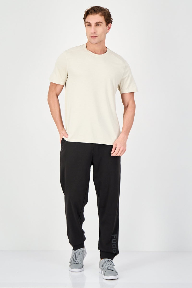 Fudo Men Regular Fit Brand Logo Jogger Pants, Black - Image 4