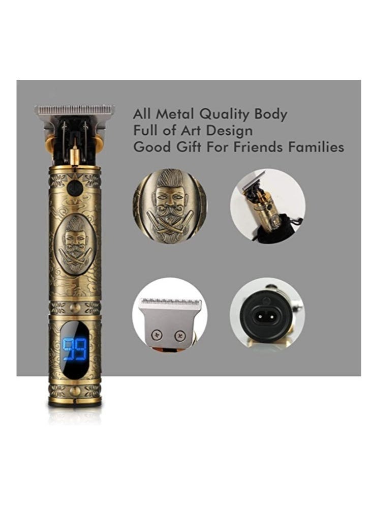 ELTRAZONE Upgraded Hair Trimmer Beard Clippers for Men Professional USB Electric Hair Clippers Hair Cutting T Blade Gold Trimmers Pro Li Cordless Outliner Zero Gaped Rechargeable Retro Trimmer LED Display - Image 2