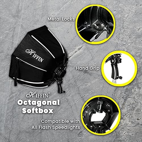 HIFFIN (65cm) Lightweight & Portable Soft Box Comes with S2 Type Bracket & 2 Diffuser Sheets | Carrying Case | Compatible with All Flash Speedlights (Octagonal Softbox 65 cm) - Image 3
