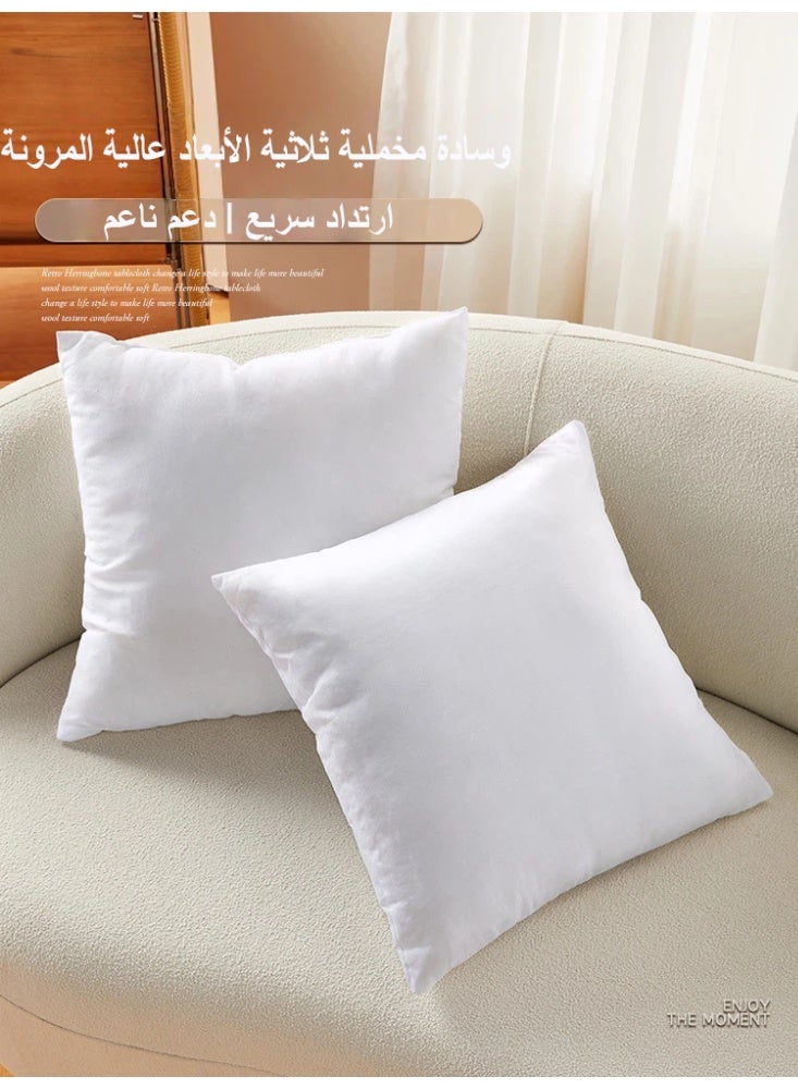 شايني فلاور وسادة حبتين بيضاء ناعمة فاخرة ٤٥×٤٥ سم | مخدة قطعتين محشوة مربعة بمايكروفايبر منفوش - Image 4