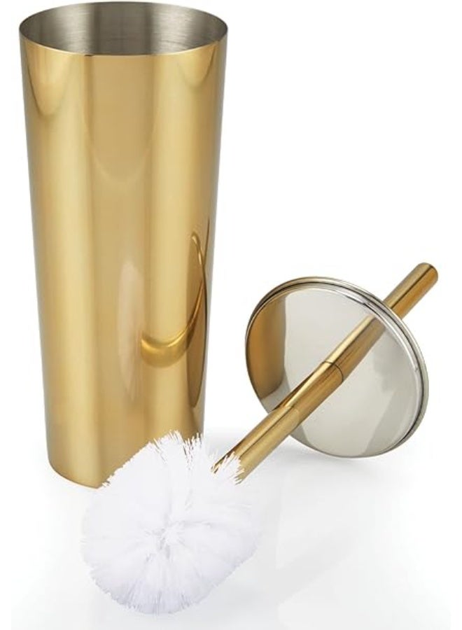 إم ديزاين فرشاة مرحاض رفيعة من الستانلس ستيل من ام ديزاين، حامل فرشاة مرحاض كلاسيكي للحمام ومرحاض الضيوف، فرشاة مرحاض مع حامل فرشاة عملي، نحاسي - Image 5