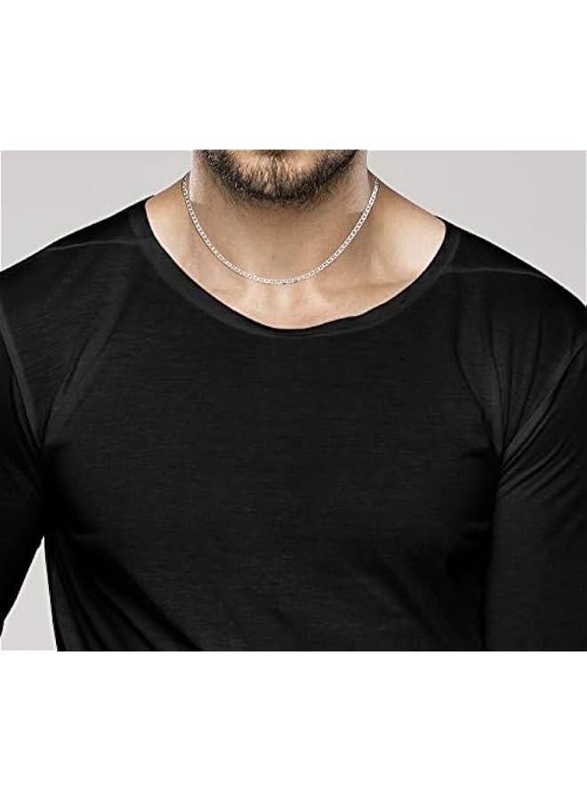 Arabest Solid 925 Sterling Silver Italian 3mm Diamond-Cut Flat Mariner Link Chain Necklace for Women Men, Made in Italy - Image 4