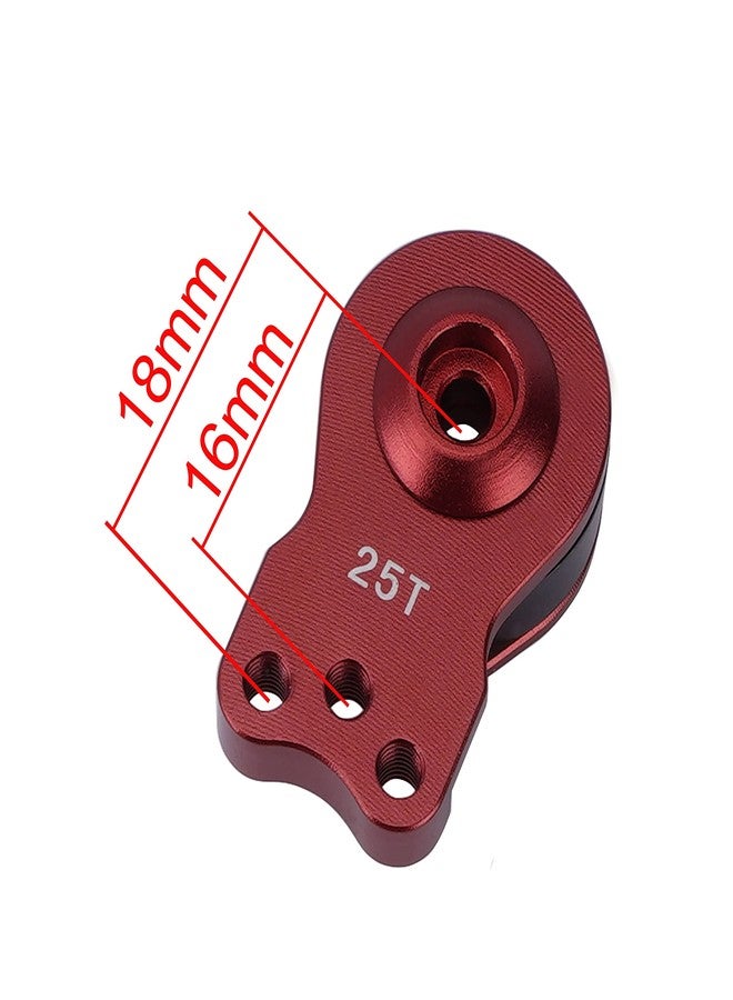 DJX Aluminum 25T Servo Saver 3 Holes Adjustable Hi-Torque Servo Horn for 1/8 1/10 Remote Control Car Boat (Red) - Image 2