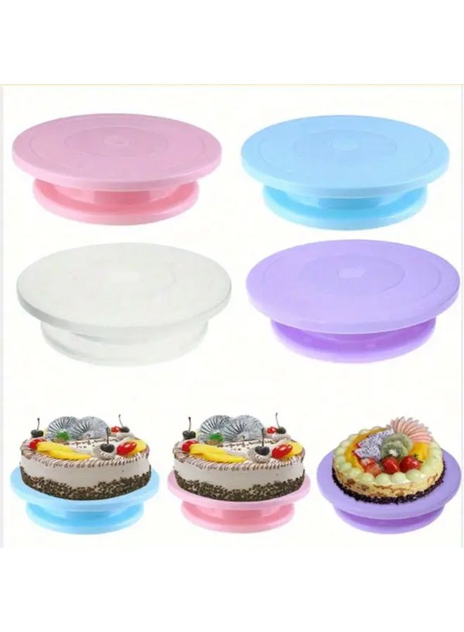 Light Blue Cake Turntable Plastic Revolving Stand for Baking Decorating Kitchen Tool - Image 1