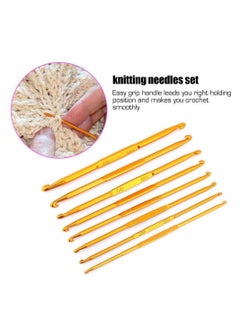 Excefore Crochet Hook Set, 8 Pcs Handle Crochet Hooks Knitting Needle Set, Golden Alumina Double End Crochet Crocheting and Knitting Set Weave Craft DIY Sewing Accessory  - Image 3