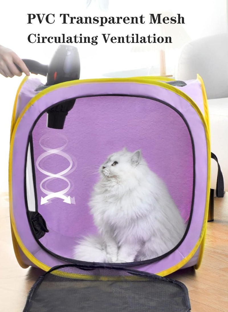 Gerenic Pet Drying Box, Portable Folding Dog Dryer Cage, Pet Clean Grooming Hair Room, Pet Travel Bags, Drying Crate Cage for Small Medium Dogs Cats - Image 3