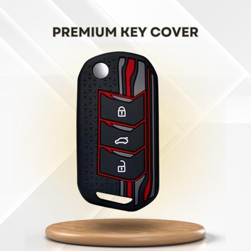 KEYCEPT Tristar Silicone Key Cover for Mahindra Scorpio N, 3XO, XUV 300, Marazzo, XUV 700, XUV 400, Bolero, Thar Roxx, TUV 300, EV 3 Button Flip Key Cover with Keychain. (Keychain 6, Black) - Image 4
