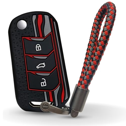 KEYCEPT Tristar Silicone Key Cover for Mahindra Scorpio N, 3XO, XUV 300, Marazzo, XUV 700, XUV 400, Bolero, Thar Roxx, TUV 300, EV 3 Button Flip Key Cover with Keychain. (Keychain 6, Black) - Image 1