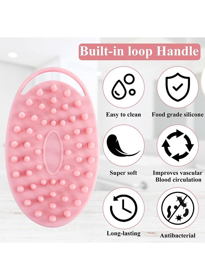 Ant 2 In 1 Bath and Shampoo Brush, Soft Silicone Shower Body Scrub, Exfoliating Body Brush, Loofah Scalp Massager Brush (Pink) - Image 4