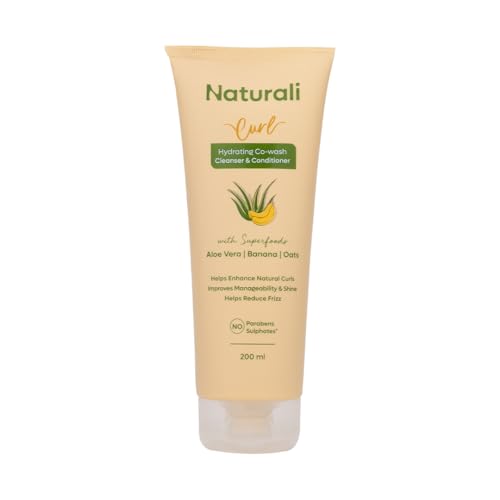 Naturali Hydrating Co-Wash Shampoo & Conditioner with Aloe Vera, Banana & Oat Flour | Cleanses & Conditions in One Step | Strengthens & Hydrates &| Sulphate & Paraben Free Co-Wash for Wavy & Curly Hair | 200ml - Image 1