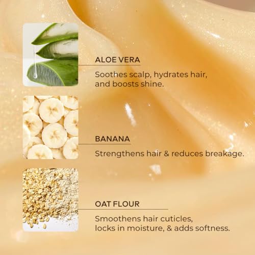 Naturali Hydrating Co-Wash Shampoo & Conditioner with Aloe Vera, Banana & Oat Flour | Cleanses & Conditions in One Step | Strengthens & Hydrates &| Sulphate & Paraben Free Co-Wash for Wavy & Curly Hair | 200ml - Image 4