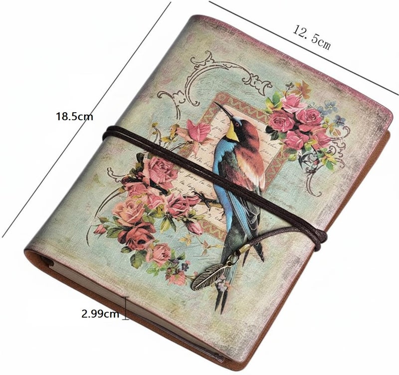 Invite Enterprise Invite Vintage Refillable Journal, Premium Leather Traveler Notebook Sketchbooks Classic Diary Planner with Blank Pages and Zipper Pocket (Leather Journal-Bird) - Image 2