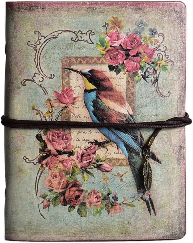 Invite Enterprise Invite Vintage Refillable Journal, Premium Leather Traveler Notebook Sketchbooks Classic Diary Planner with Blank Pages and Zipper Pocket (Leather Journal-Bird) - Image 1
